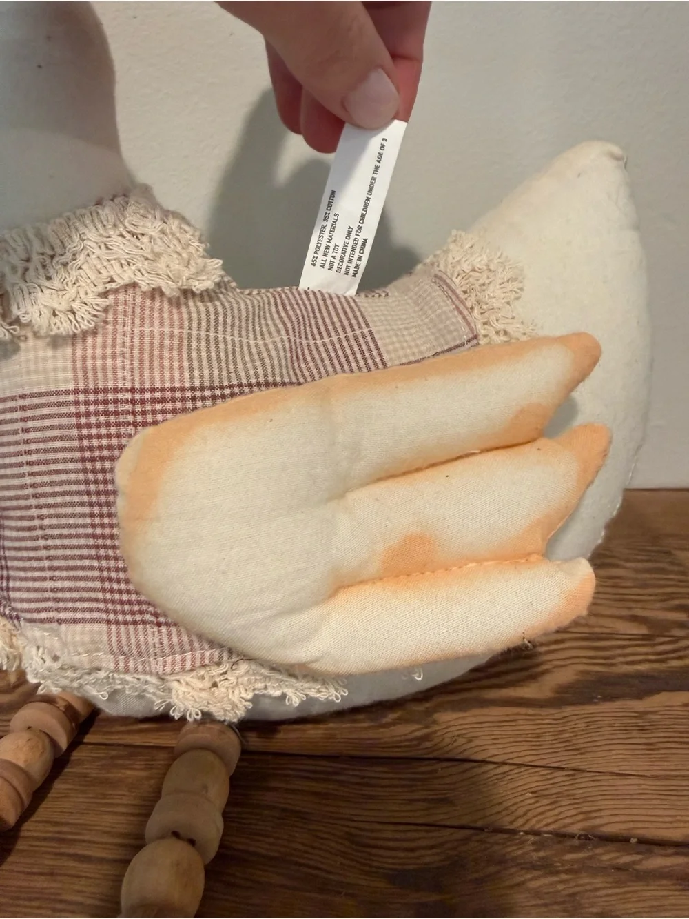 Plush Decorative Goose Toy - White & Pink